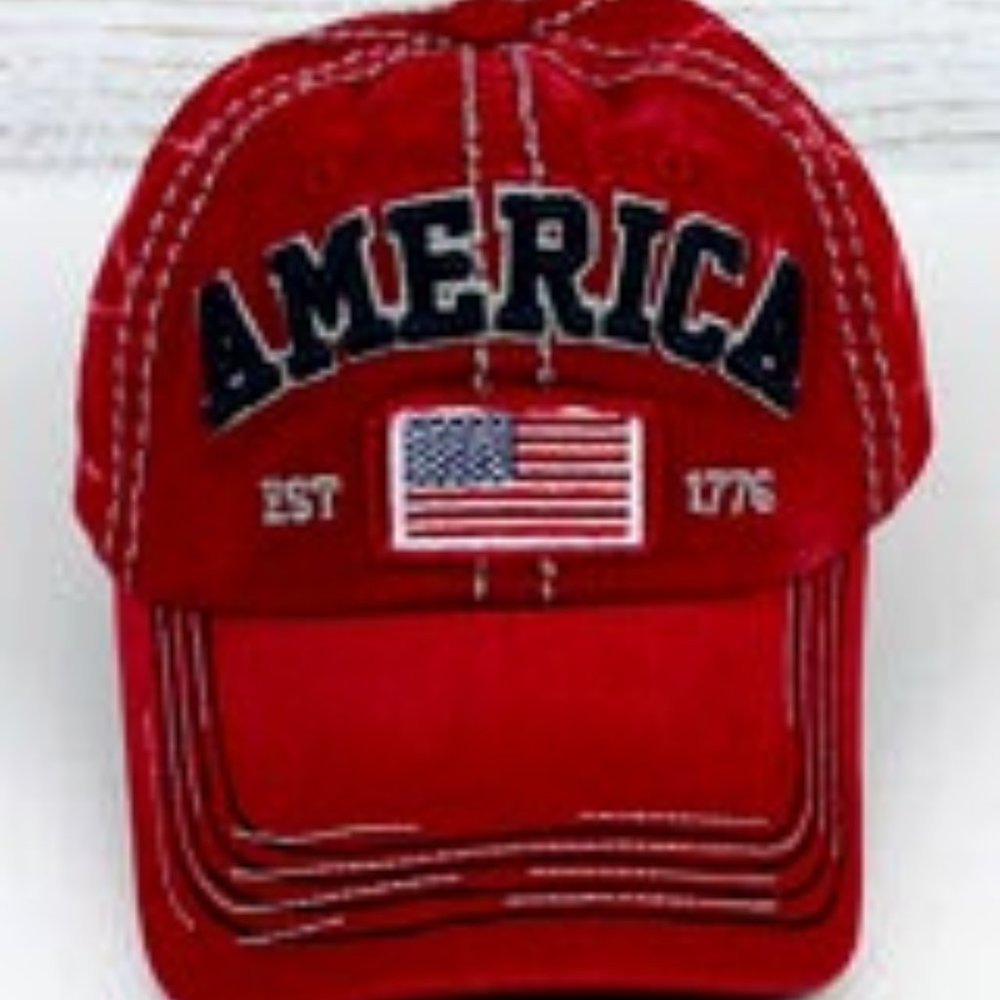NWT UNISEX AMERICA Baseball Cap RED